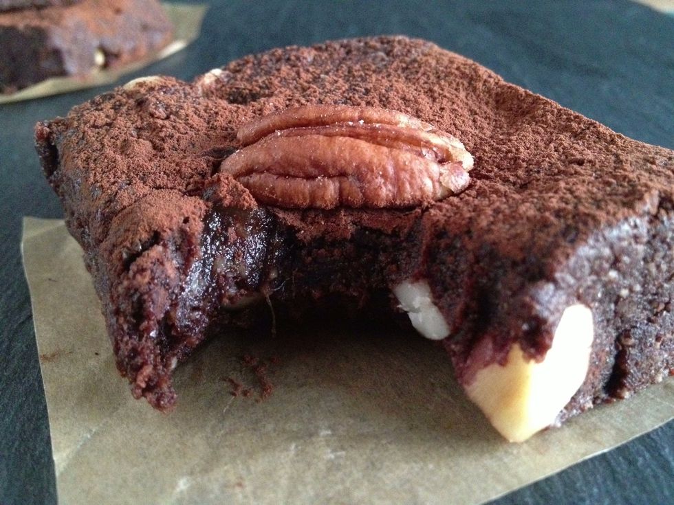 --> Just chomp and enjoy. Keep the brownies in the fridge for ages or freeze them for even more ages. Make tons and freeze then pop one in everyone's lunchbox for a yummy and healthy treat.