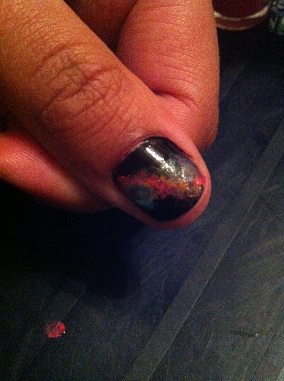 Just dab at the top and bottom of the line