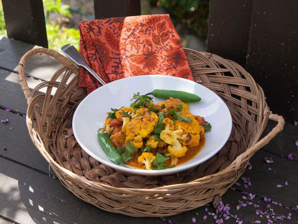 Just don't eat the serranos.  The cauliflower and the spice paste can be made ahead. This dish makes a great lunch or dinner side. Enjoy it with rice, chapattis or any American main course.