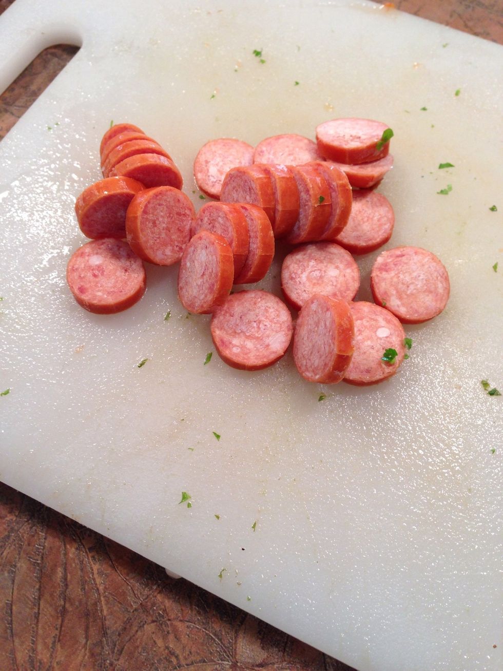 Just for fun and more interest, I cut up one hotdog and added that too.