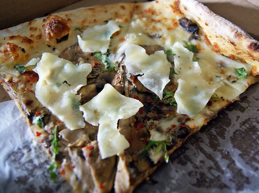 Just get off as much as you can. Leave everything else on there. Mushrooms and cheese is good stuff.