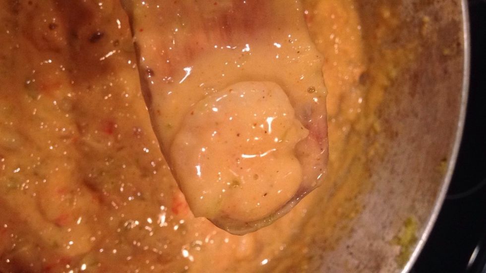 Just let this simmer at med- low heat. (Until the crawfish has heated up and shrimp had cooked through;takes about 15-20 min.)