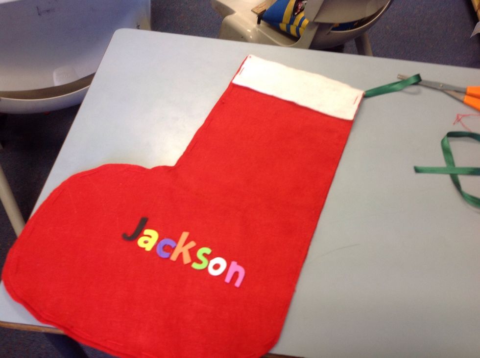 Just sew a piece of ribbon to the top and you are done!