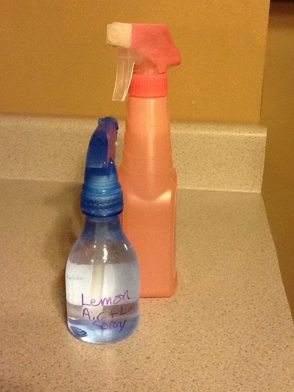 Just shake well before use and spray. I used lemon oil because its an uplifting scent. If you want a calming scent try lavender. This is safe to use on your linens or just spray in the air.