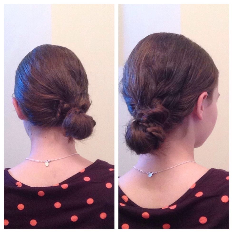 Just tie it off and apply hairspray and your done. This is the most put together of all of the hairstyles and looks great with a turtleneck sweater on a date or out to dinner.