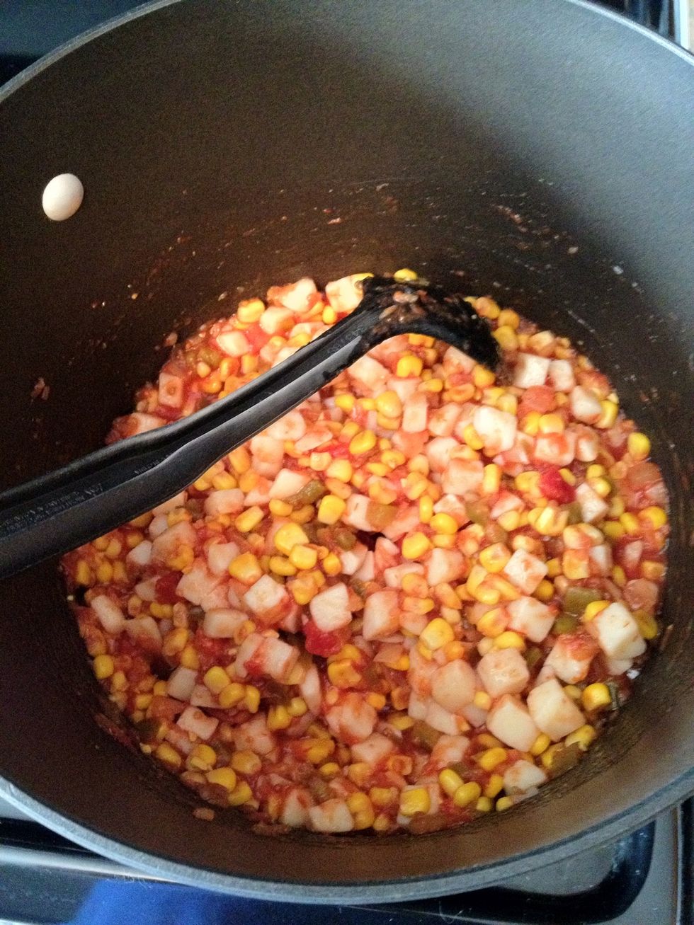 Keep an eye on the simmering pot, you don't want the stuff on the bottom to burn.