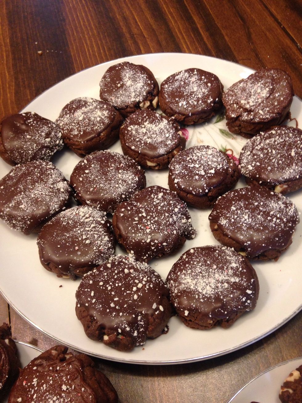 Keep beating the frosting as you go to keep it in a semi-liquid state. If done right, the frosting will look almost like glaze once set.