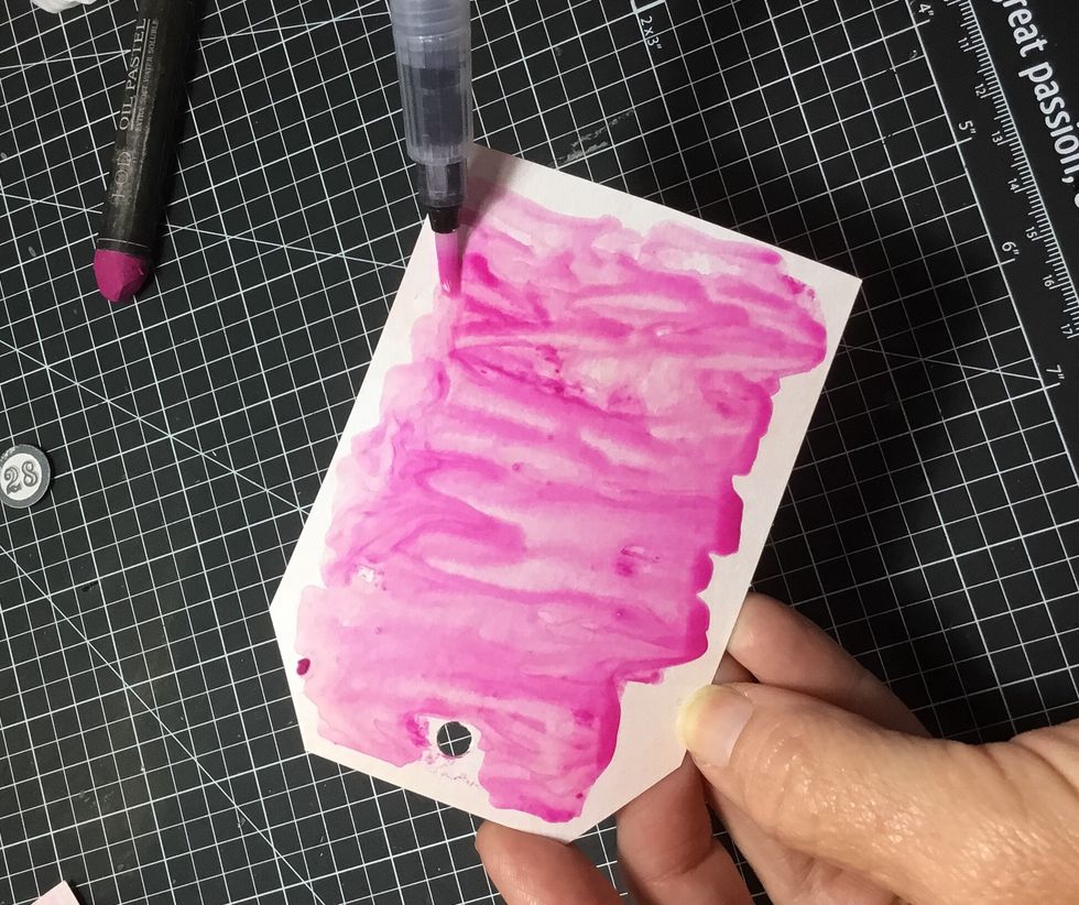 Keep blending until tag is covered.