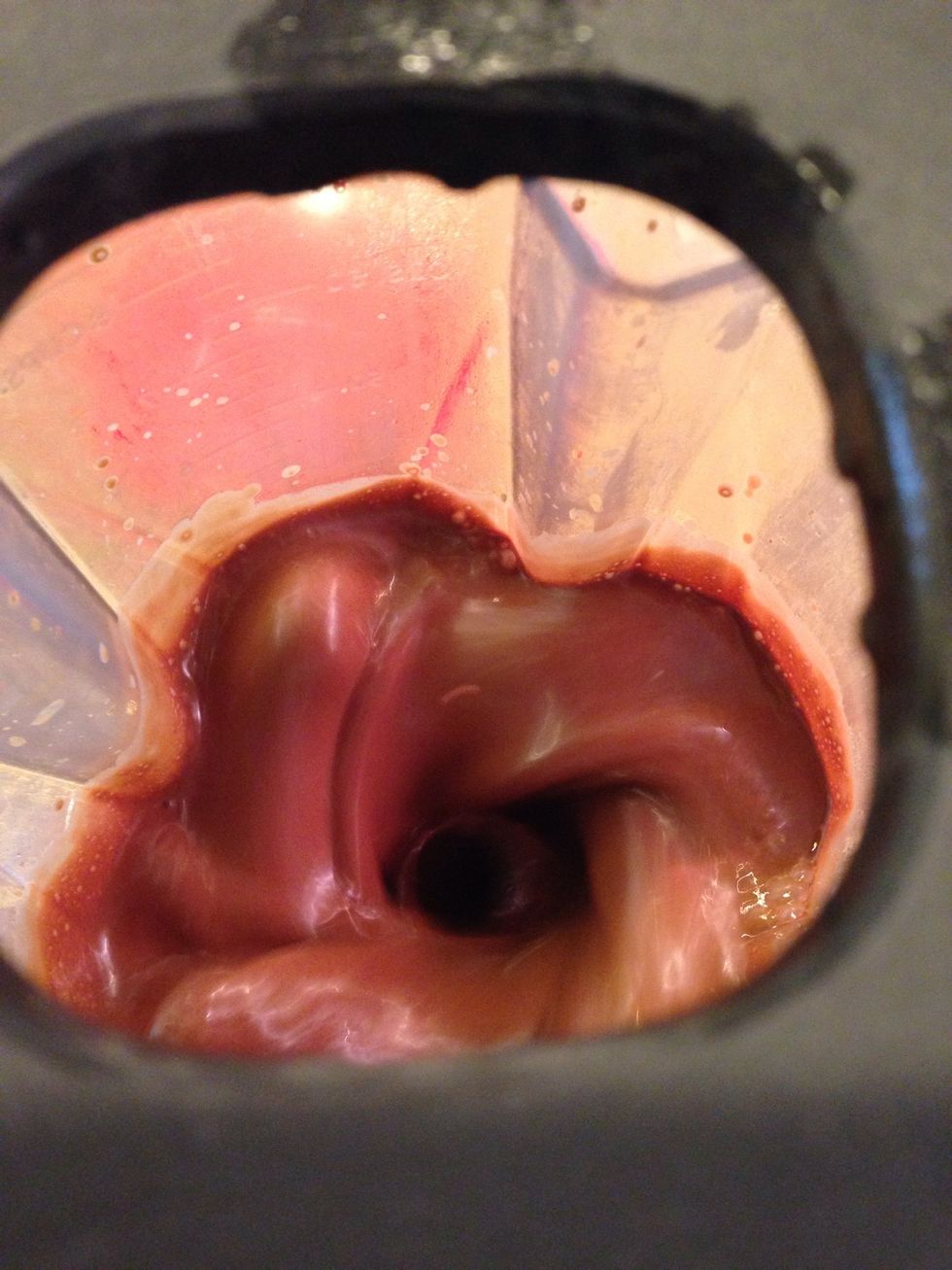 Keep blending, you want to make sure there are no chocolate chunks remaining or the texture of your dessert will be off.