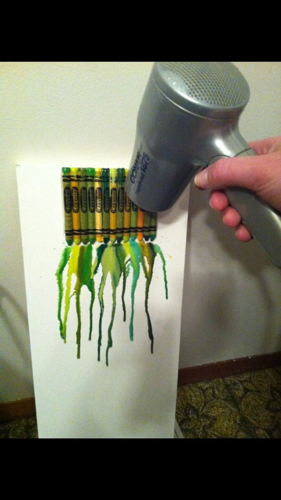 Keep blow drying until your melt becomes what you want it to be, **note** as they begin to dribble down, they cool, so if you want a line to go further you'll have to blow dry the lines.