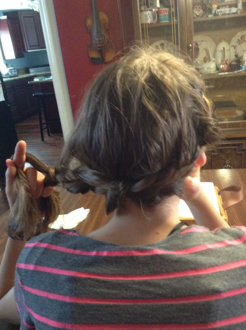 Keep braiding until you run out of hair.