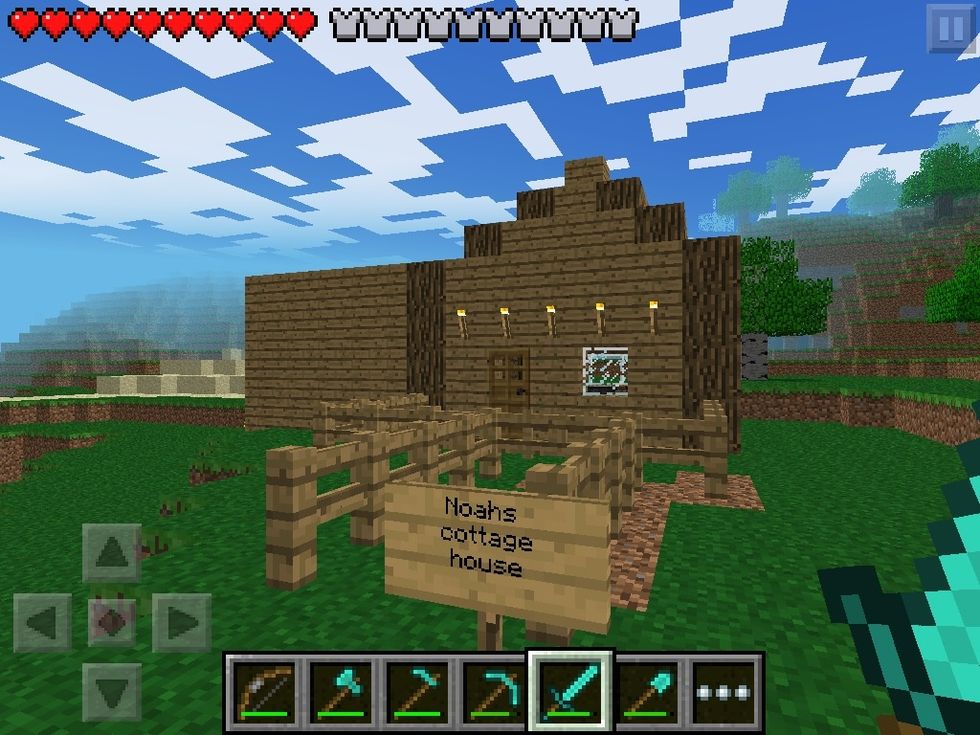Keep collecting wood and stone and make a mine and start building a house. You regenerate health by eating meat or other food, it restores more health by cooking it in a furnace.