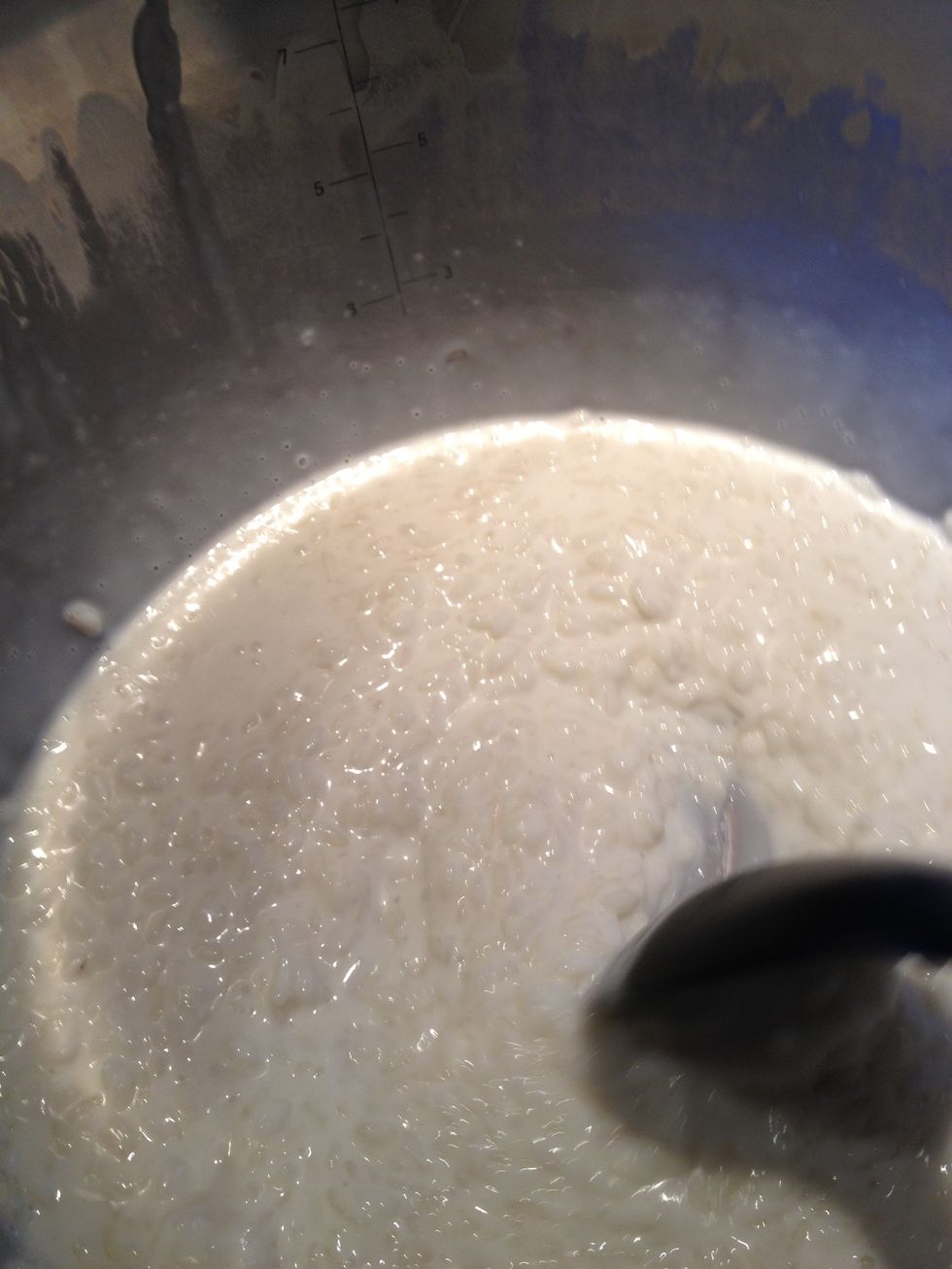 Keep cooking and adding milk as you go.