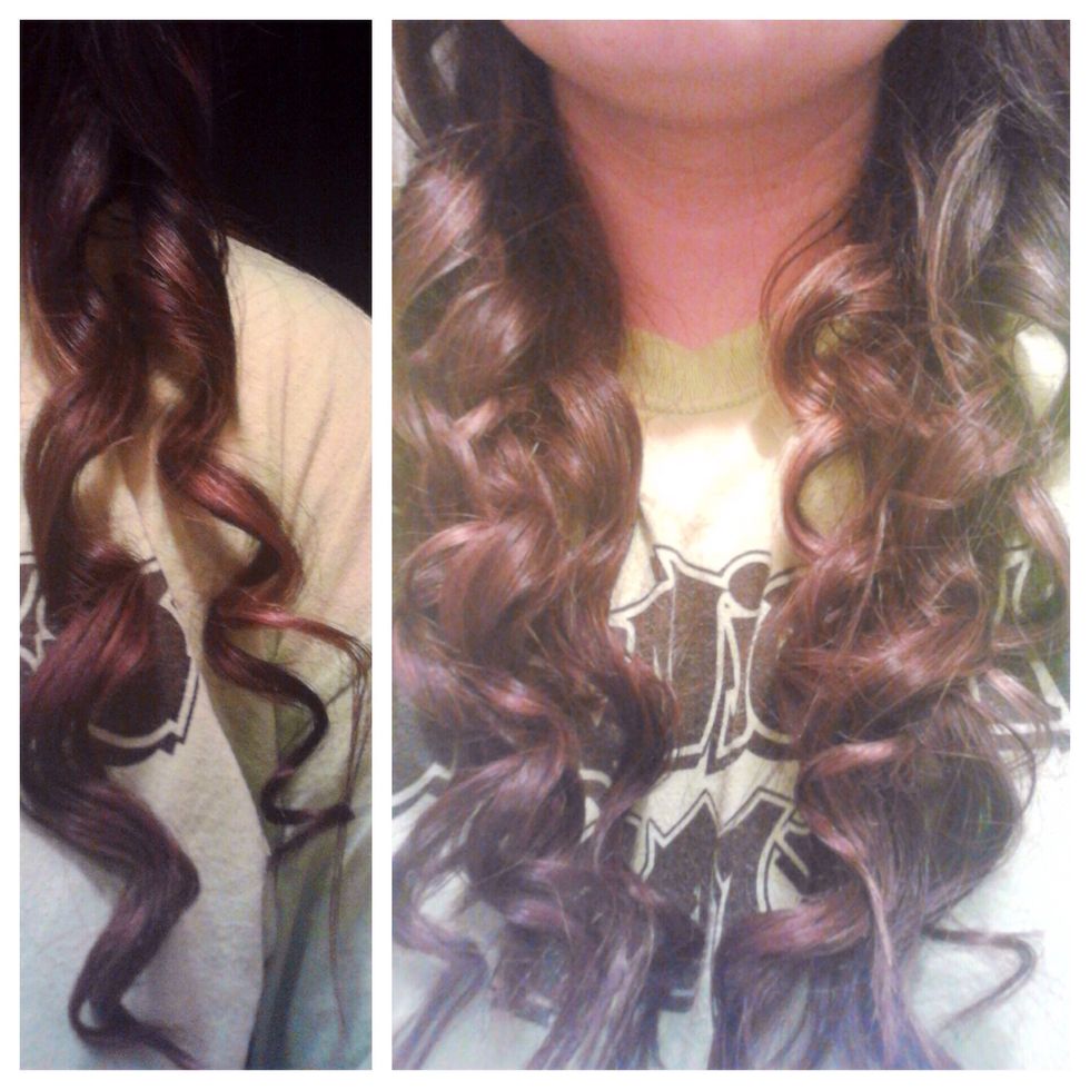 Keep curled hair in front, separate from the uncurled hair. Alternate the position of the wand, either in front of hair or behind with each section. Continue until done with bottom section of hair.