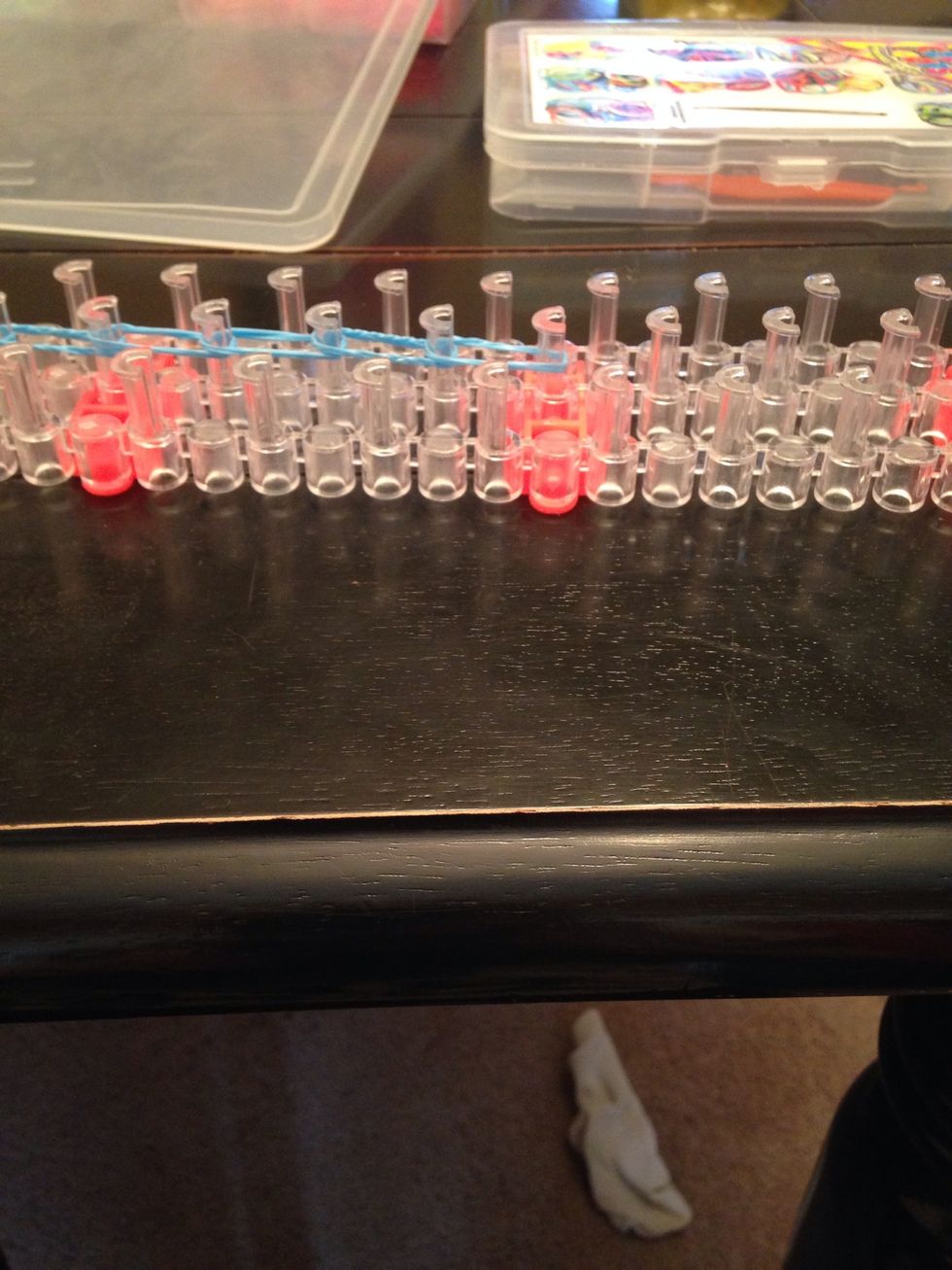 Keep doing that until you have used 8 blue bands