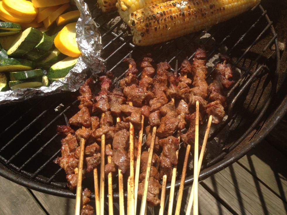 Keep flipping and seasoning with more spices. Don't let the meat get burnt. I love cumin and paprika, never enough!