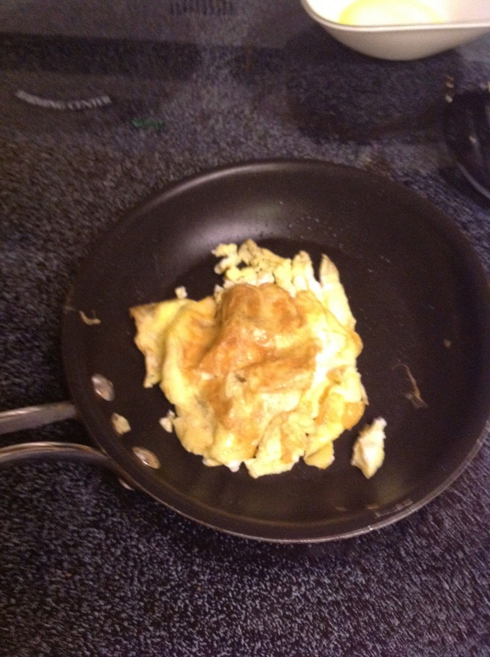 Keep flipping eggs and look for the golden brown color