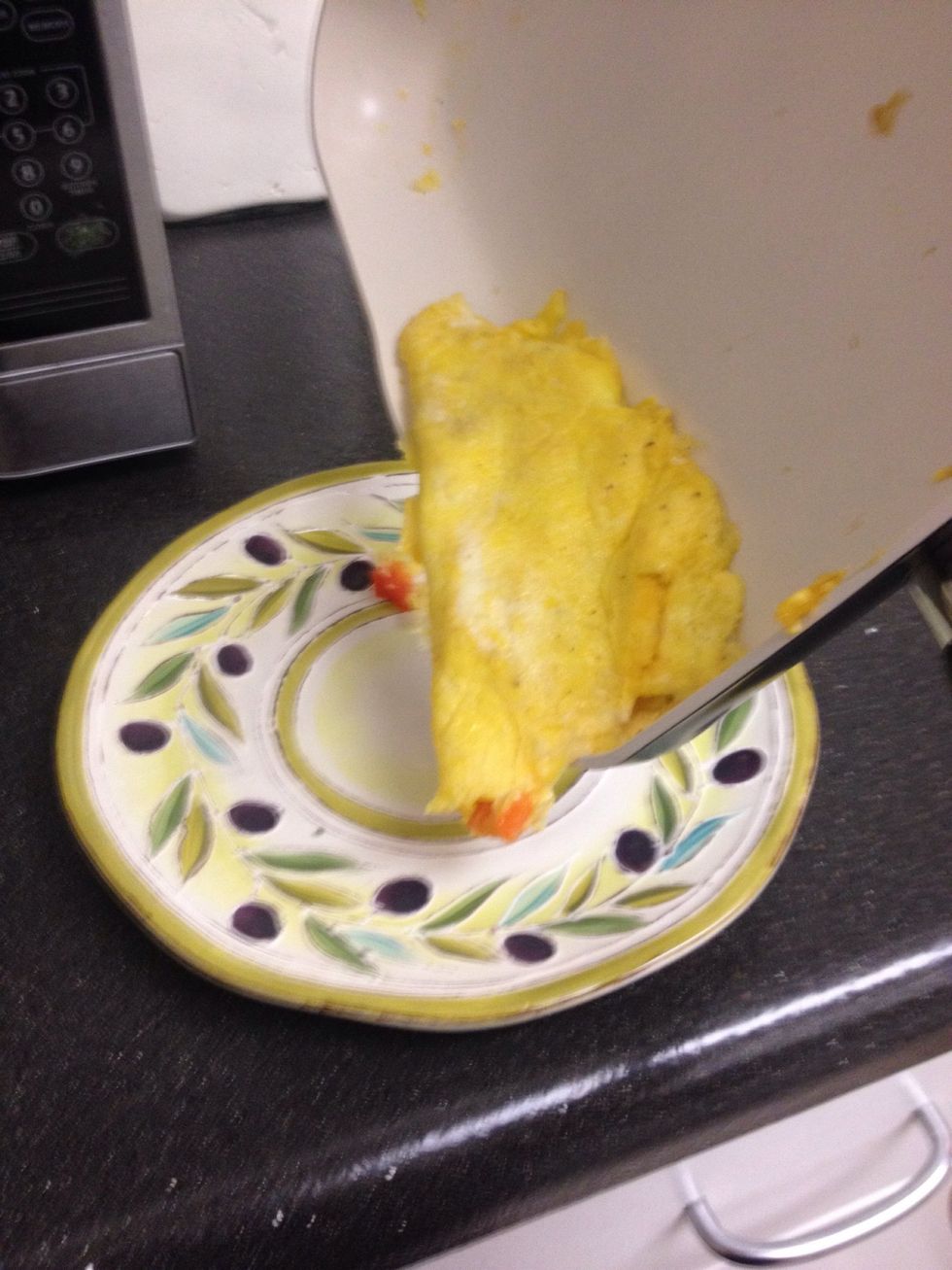 Keep flipping until the egg is completely cooked then serve