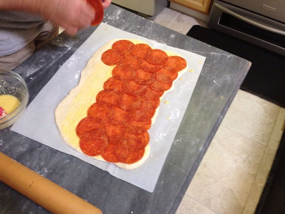 Keep going until you cover the dough.