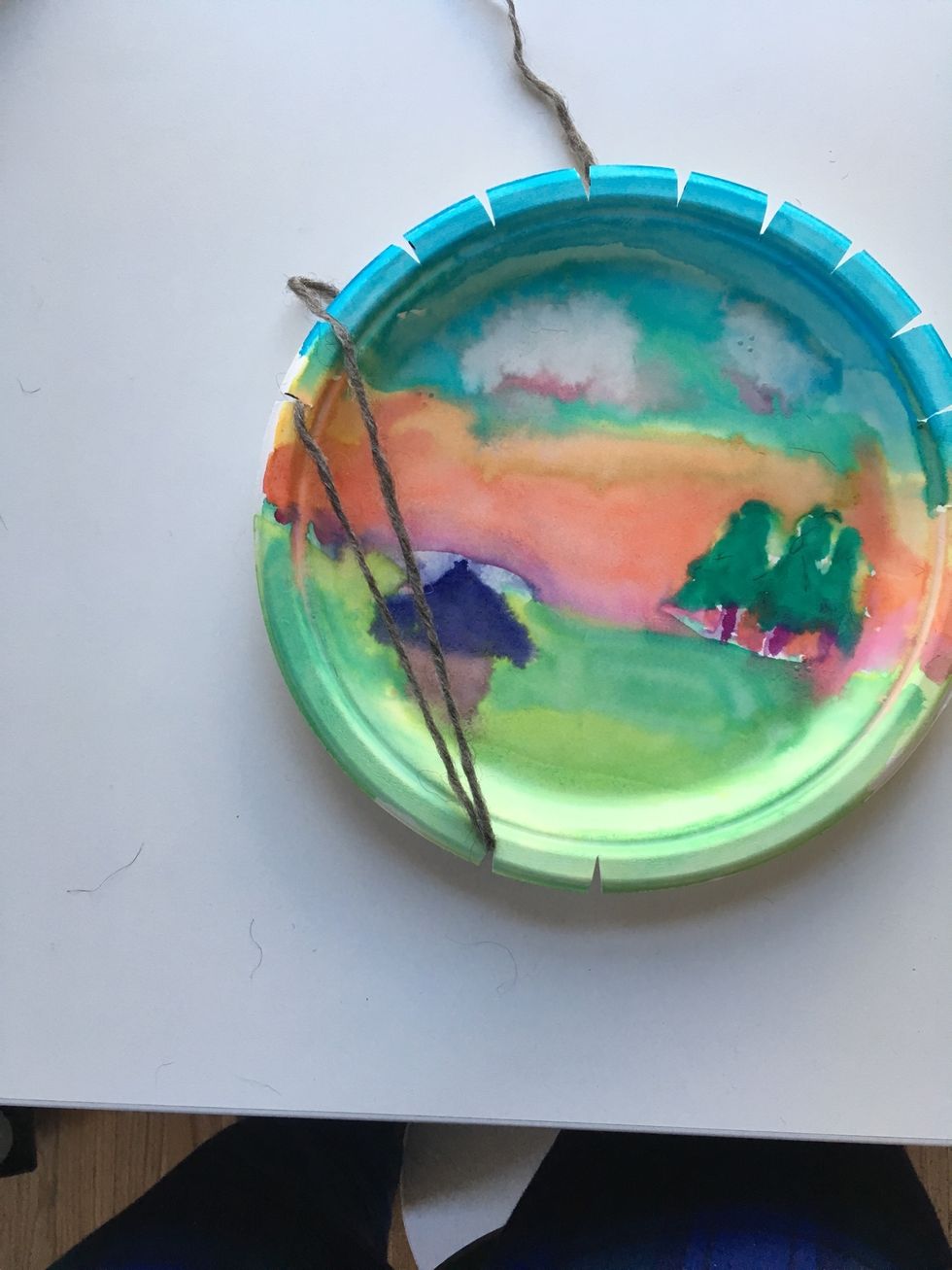 Keep going wrapping your yarn LOOSELY around your plate.