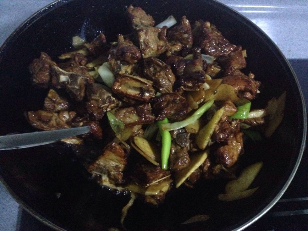 Keep heat oil, then add salt.