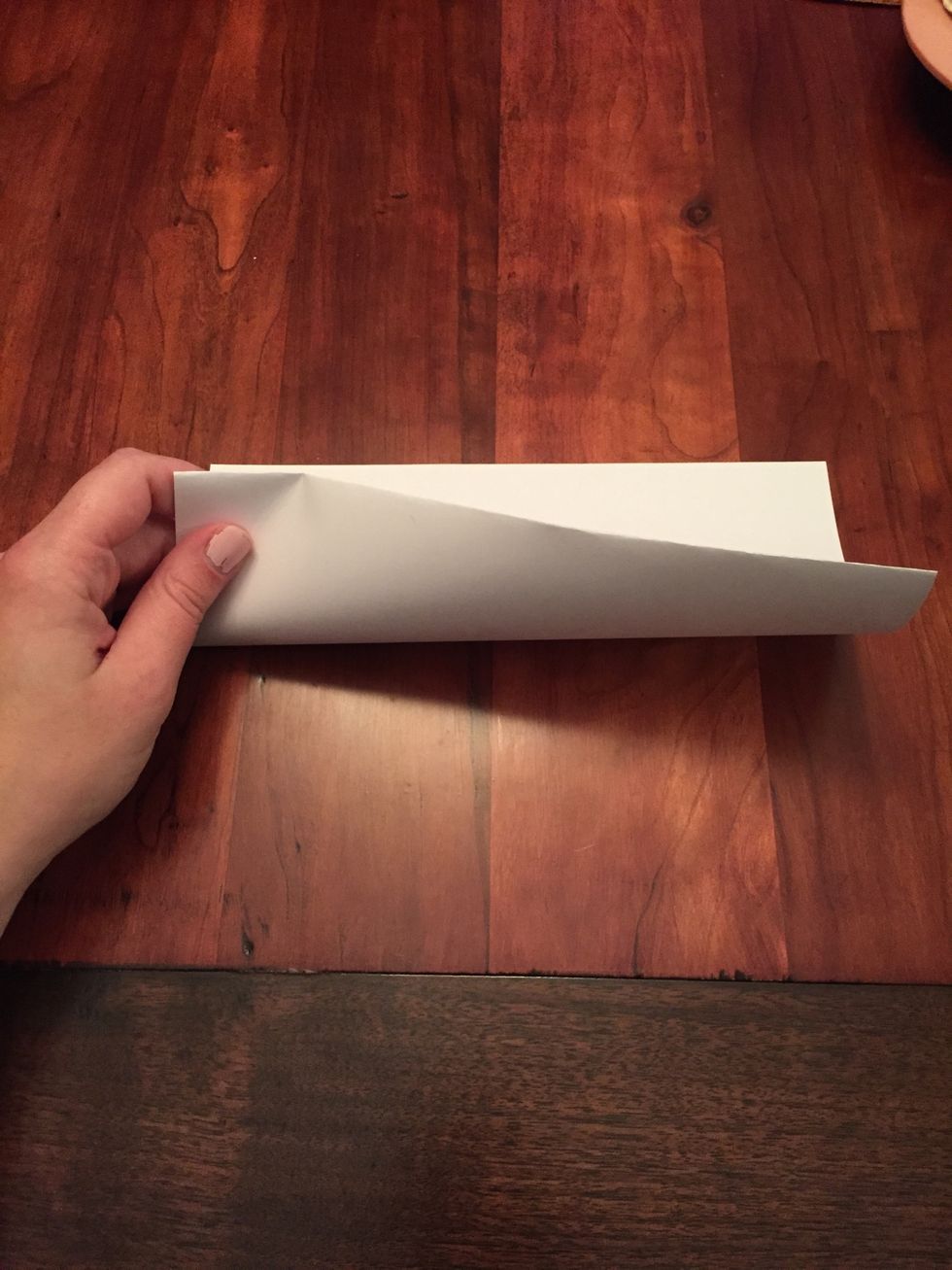 Keep it folded and fold it a second time in the same direction.