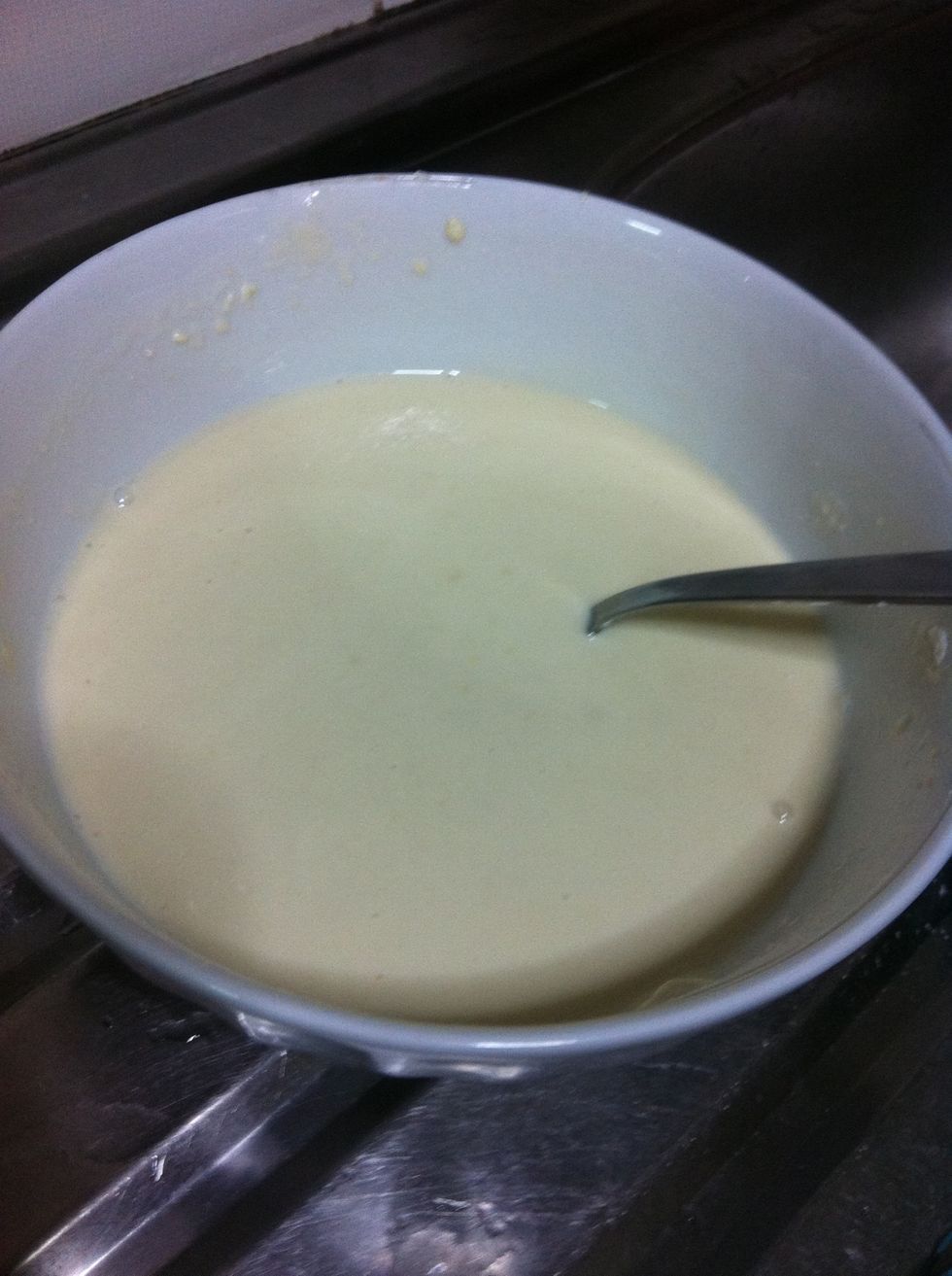 Keep mixing until u reach a watery consistency