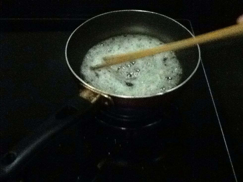 Keep on stirring until the mixture turns frothy