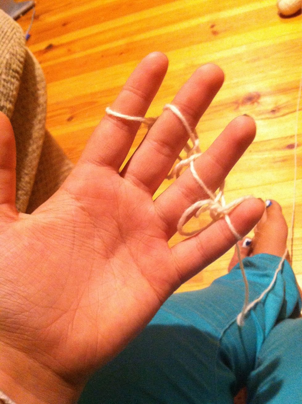 Keep on weaving and looping until your desired length. A scarf will take no more than 1/2 and hour, and even shorter if you focus hard.