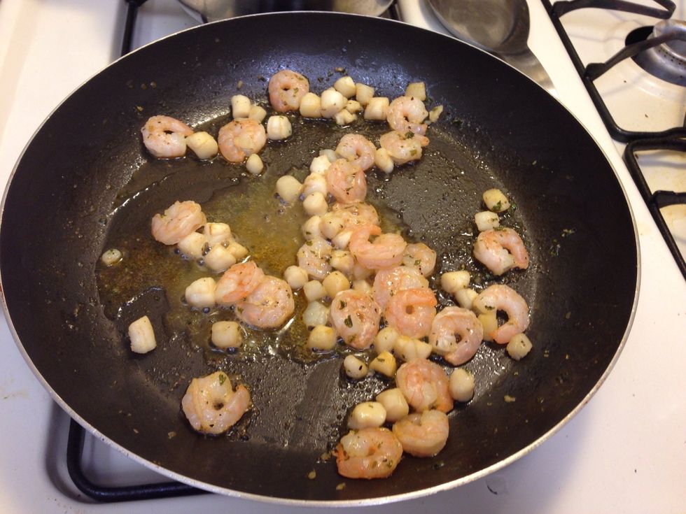 Keep some juice in the pan to keep the original flavor present after adding Alfredo