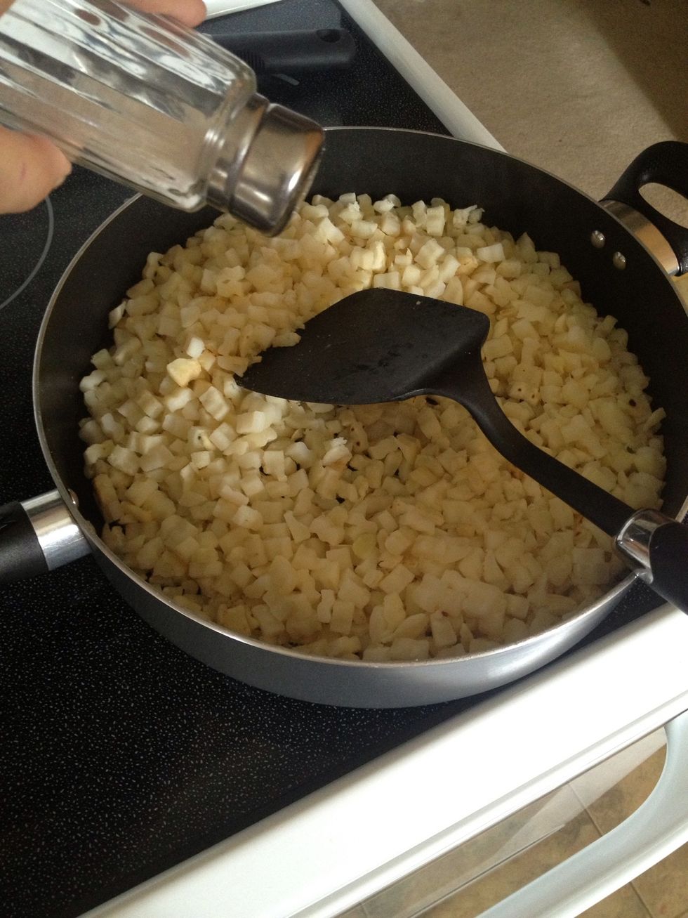 Keep stirring so the potatoes don't burn. Add salt to taste.