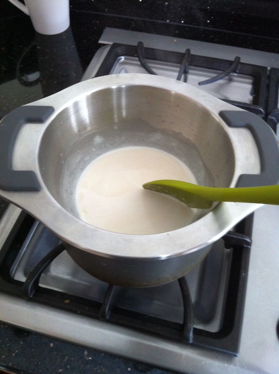 Keep stirring until all of the chocolate chips have melted and you have a smooth liquid