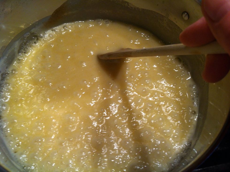 Keep stirring until comes to full rolling boil. Boil and stir for 4 min.