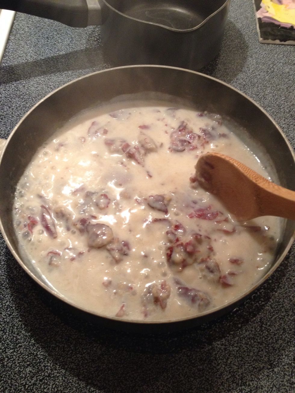 Keep stirring until sauce thickens.