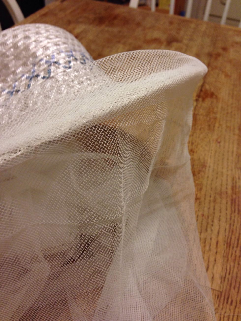 Keep stitching all the way around and overlap the tulle at the back so those pesky bees can't get in!