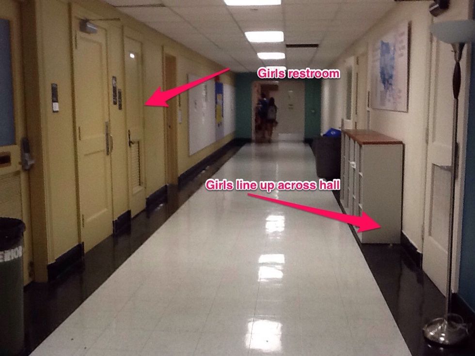 Keep students quiet in hallways! No more than 3 students in the bathroom at a time.