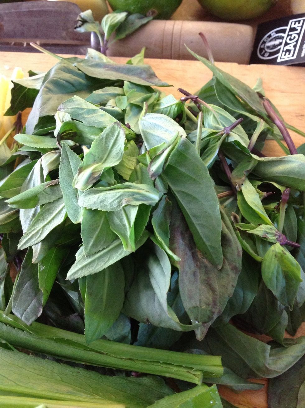 Keep the basil whole. Just separate the leaves.