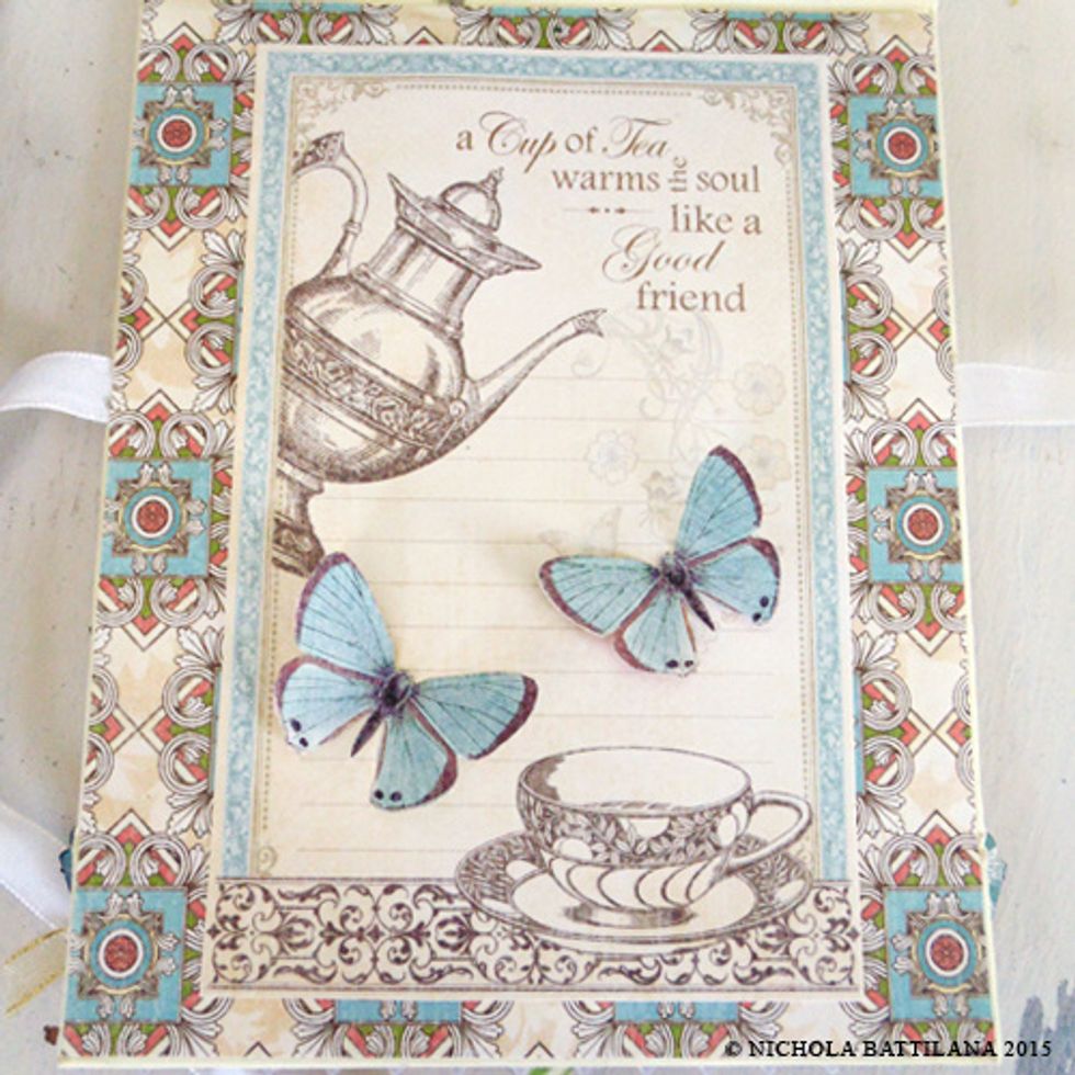 Keep the main floor area as is for playing, or add a sentiment and butterflies from Love Notes. Just ensure that your additions don't hinder the closing of the box.