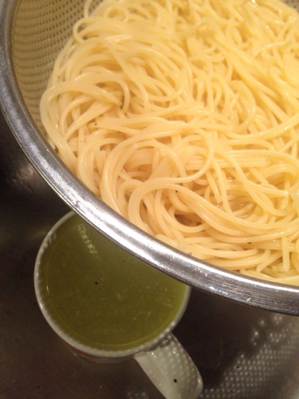 Keep the pasta juice for sure (It is a chef secret and very important to make any kind of pasta sauce, it helps to amalgamete all the ingrediants together\ud83d\ude09)