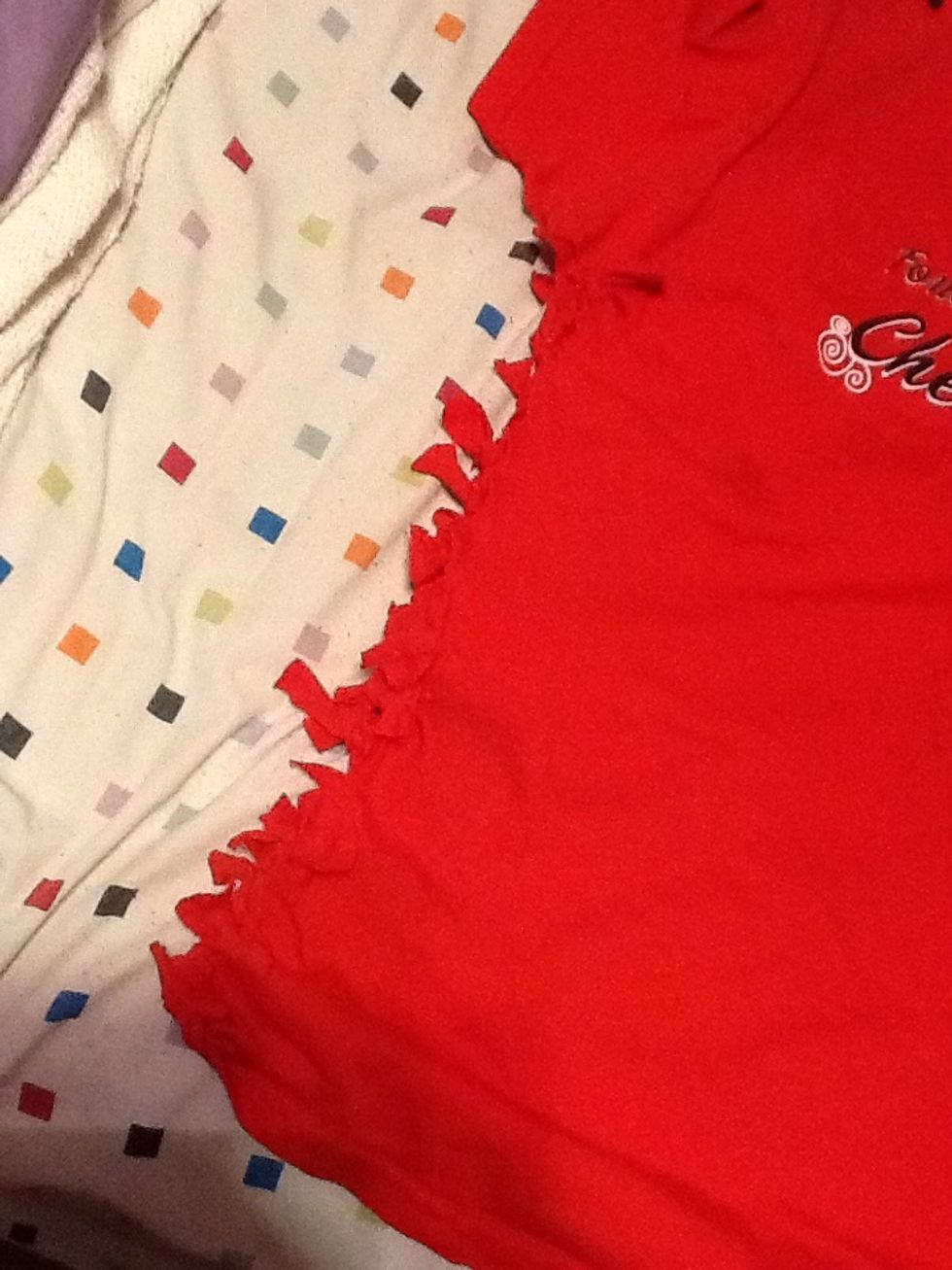 Keep tying until you reach the armpit area.