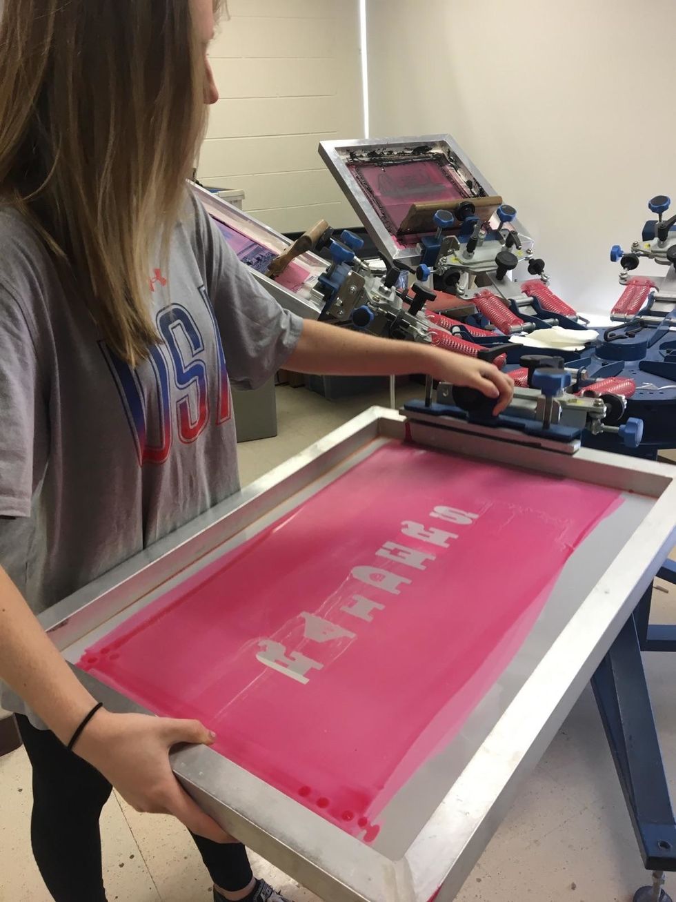 Keep washing it out until the design is blown out of the emulsion. It should have crisp edges and should be clear to see through. Once it is done, you can begin to line it up.