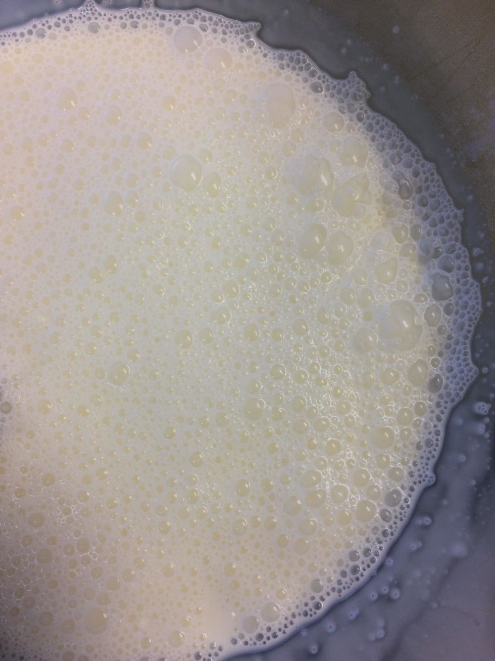 Keep whisking until foamy. Add remaining sugar and whisk until soft peaks form