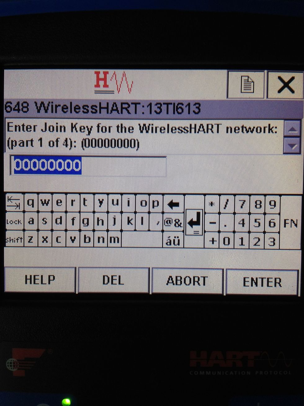Key in the 4 parts of the Join Key. Press "Enter" to proceed. The Join Key should be the same as configured in Wireless Gateway.