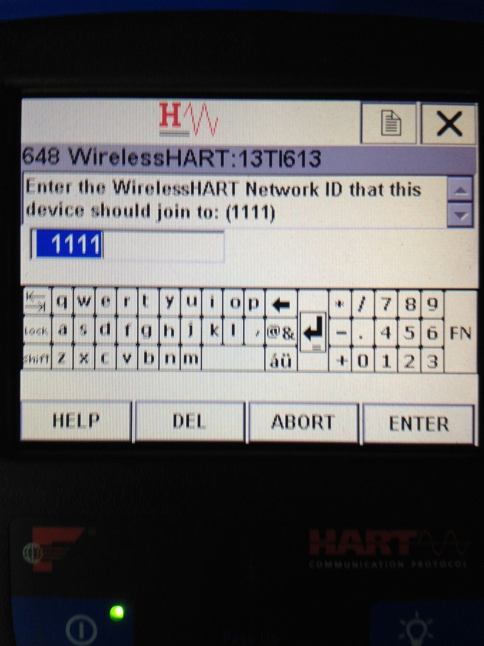 Key in the Network ID. Then press "Enter". The ID should be the same as configured in Wireless Gateway.