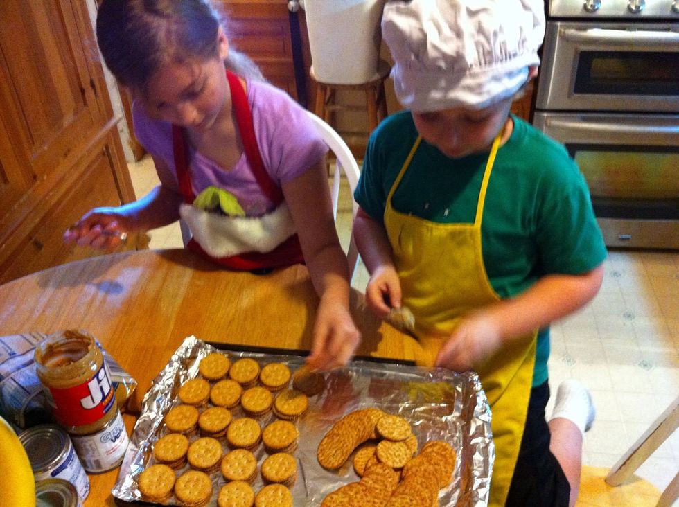 Kiddies prepare a whole tray.