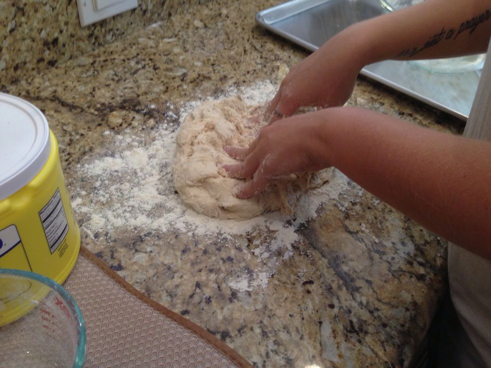 Knead dough until it doesn't stick to your fingers