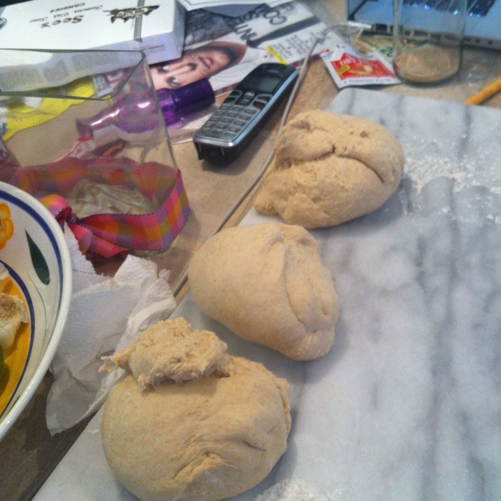 Knead each of these a bit and form into balls.