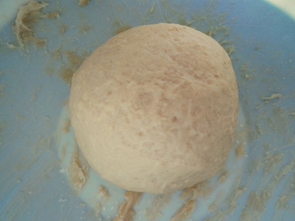 Knead the dough until you can easily form a ball and the dough no longer sticks to your hands.