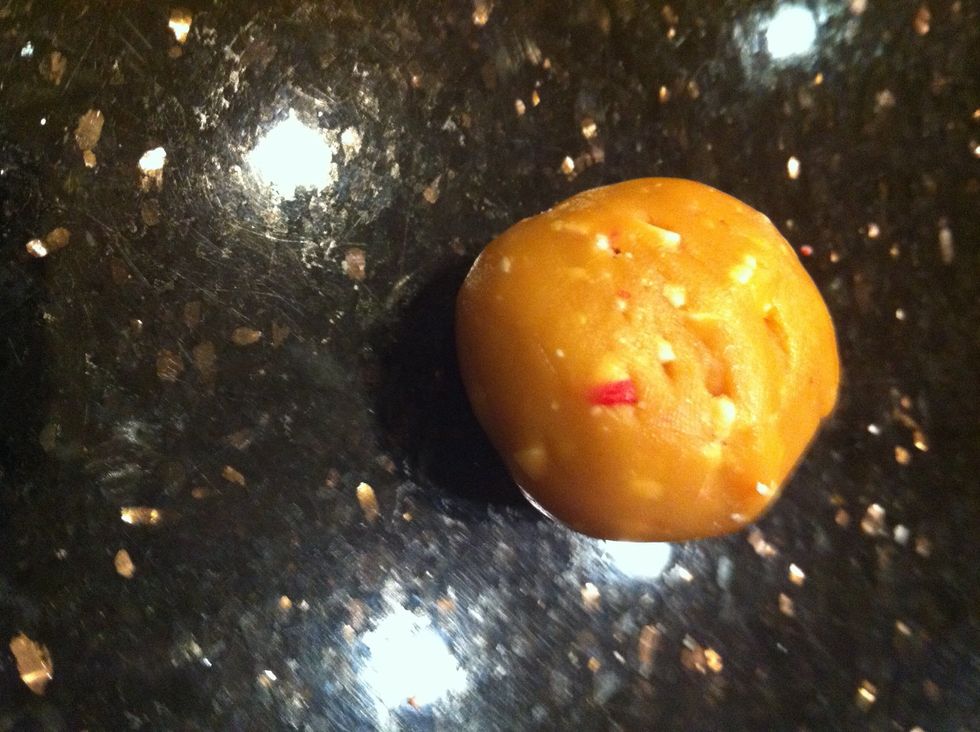 Knead the mints into the caramel evenly