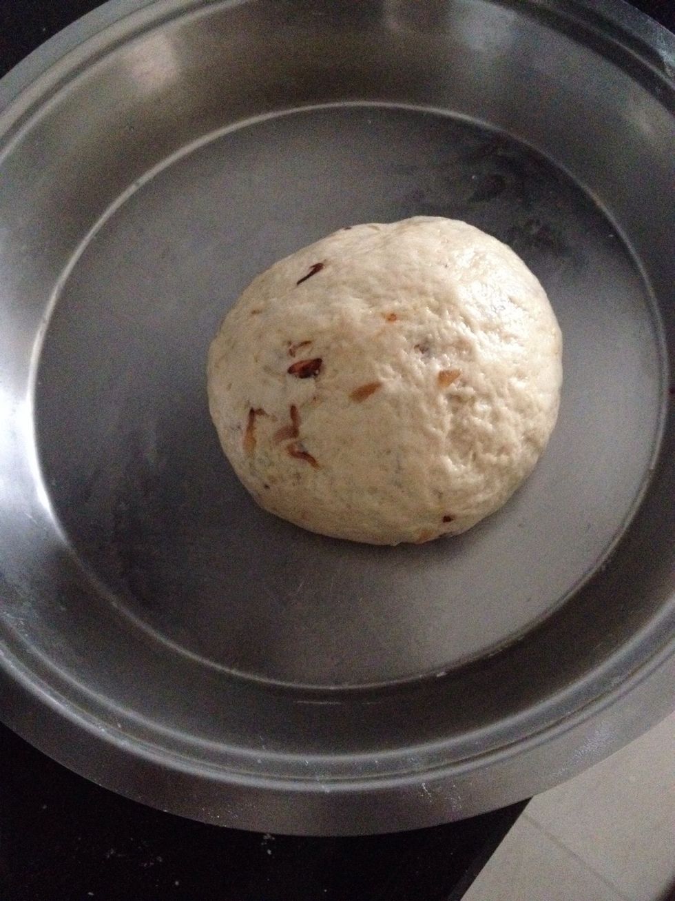 Knead this to a nice dough consistency. Add water as needed. Apply a bit of oil over it cover it and keep itin a warm place to rise . Let it rice to double the size
